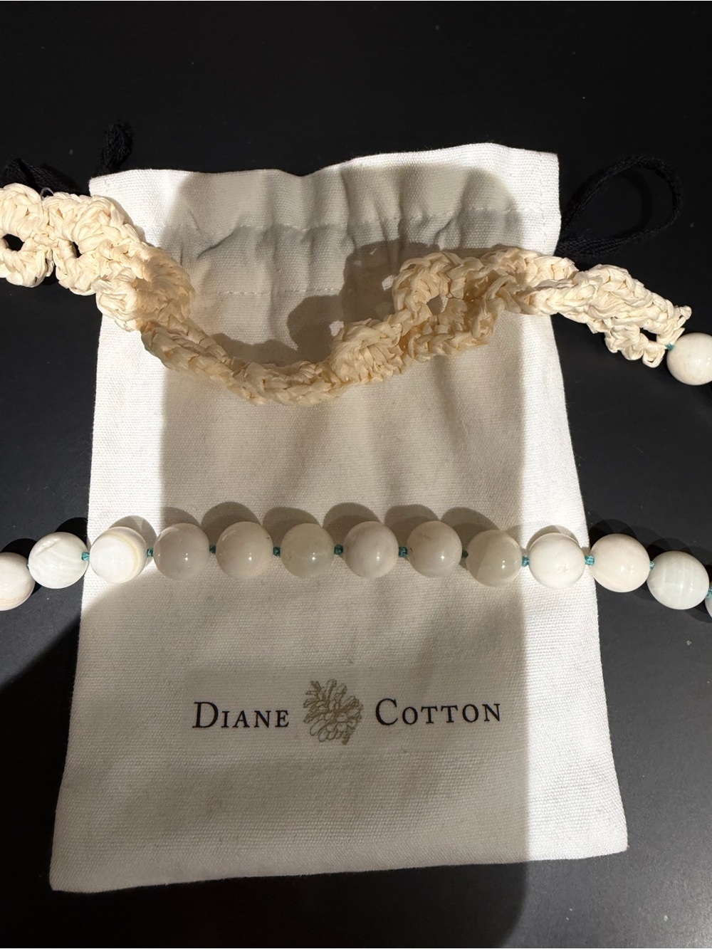 Diane Cotton Fossilized Conch, Raffia, Turquoise